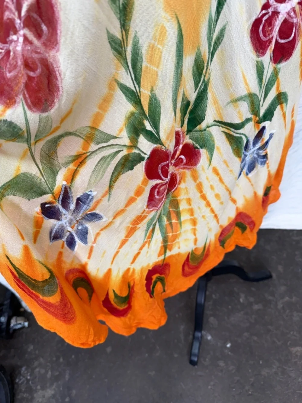 Vintage Pineapple Yellow & Orange Floral V-Neck Tunic Dress